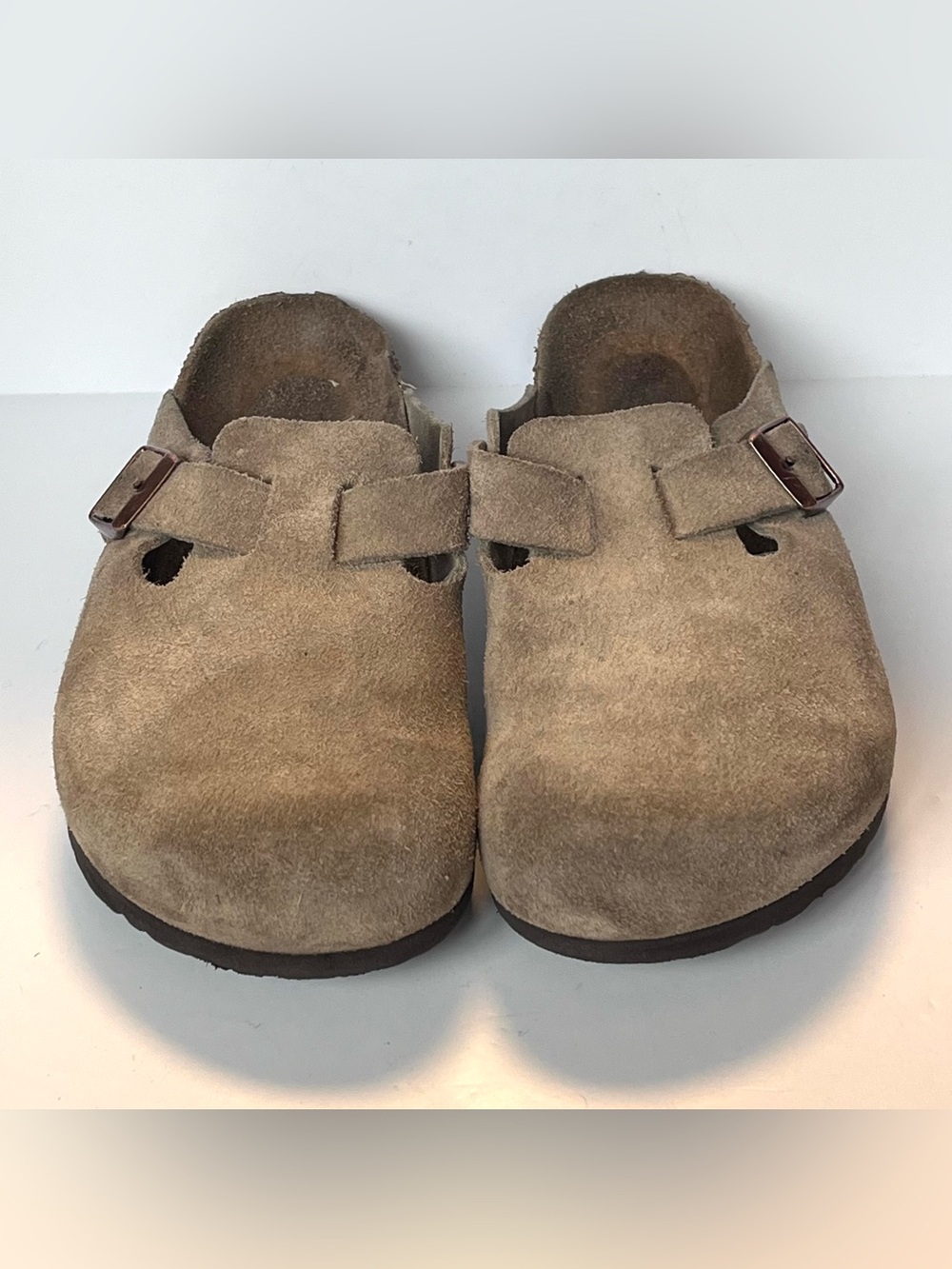 Birkenstock Suede Clogs in Light Brown